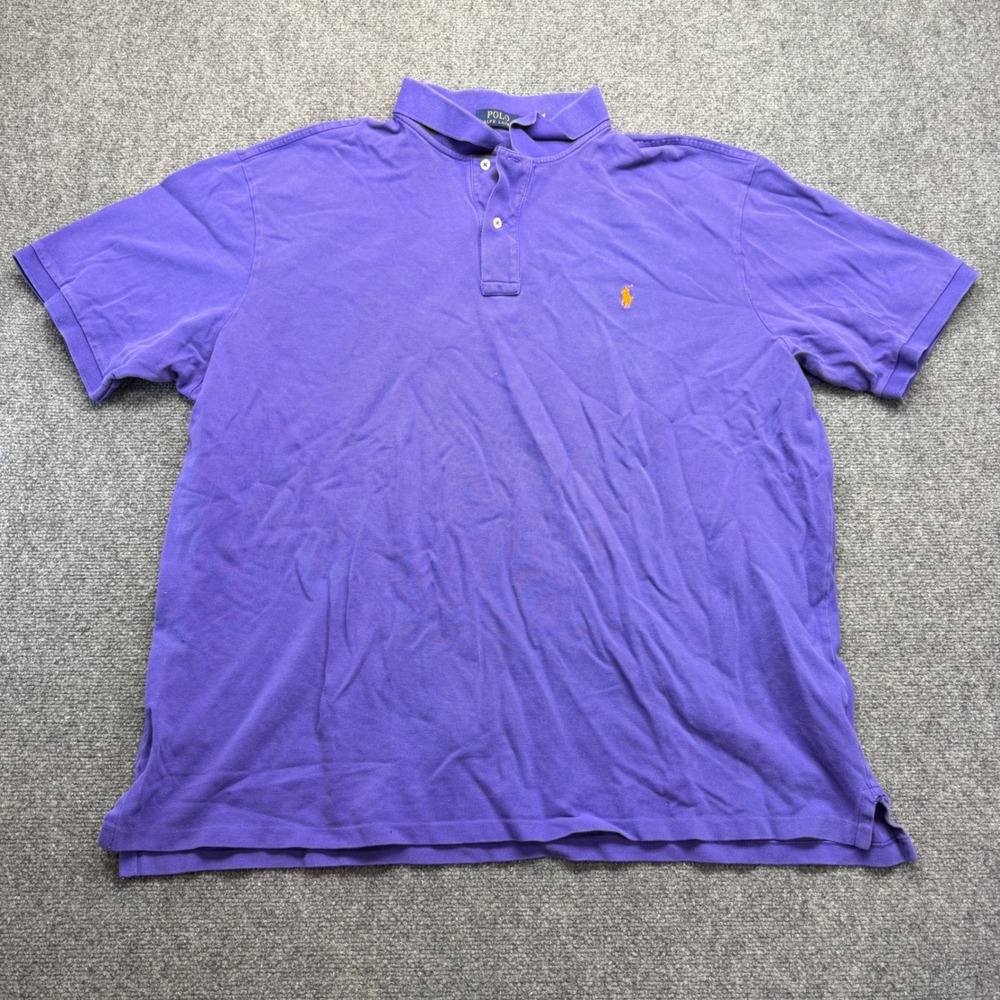 Polo Ralph Lauren Mens 3XLT Purple Short Sleeve Cotton Pique Pony Logo Polo